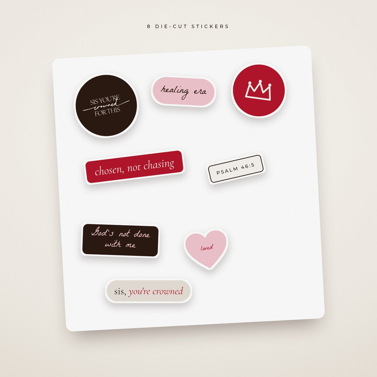 Margin Notes sticker sheet with eight die-cut faith stickers