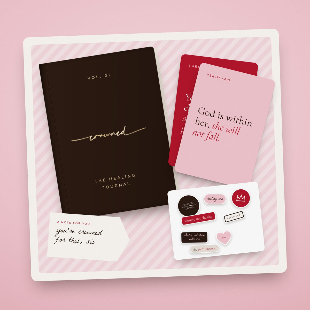 The Crowned Gift Set: journal, scripture cards, stickers and gift note